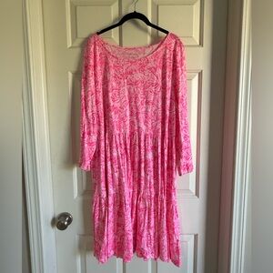NWOT Lilly Swing Dress (Pink Floral 3/4-Long Sleeve Dress)
